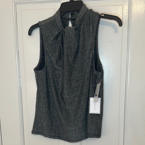1. State Black/Silver Metallic Knit High Neck Tank size L NWT - Picture 1 of 4